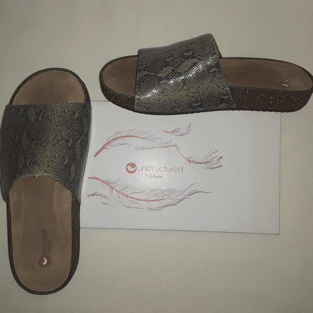 NWB Clarks Unstructured Slides Rosilla Hollis Sage Snake Size 5.5 M - Picture 6 of 6
